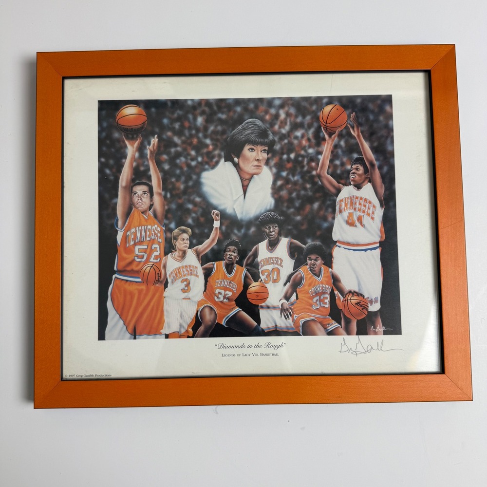 Greg Gamble Lady Vol Basketball Diamonds in the Rough 13.5x11.5 Art Print Orange